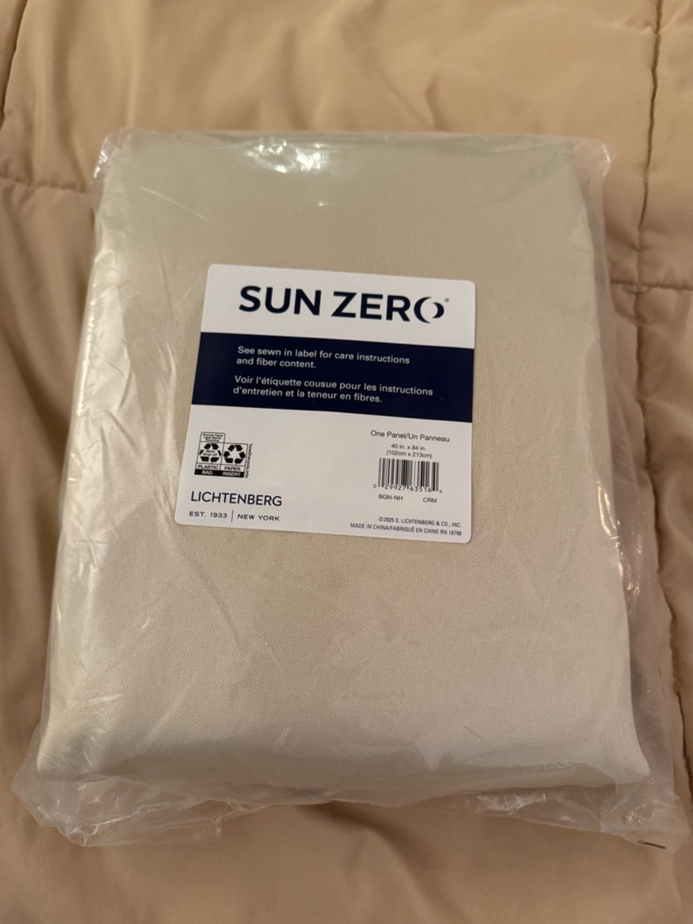 Sun Zero Blackout Rod Pocket Curtain Panel - Cream